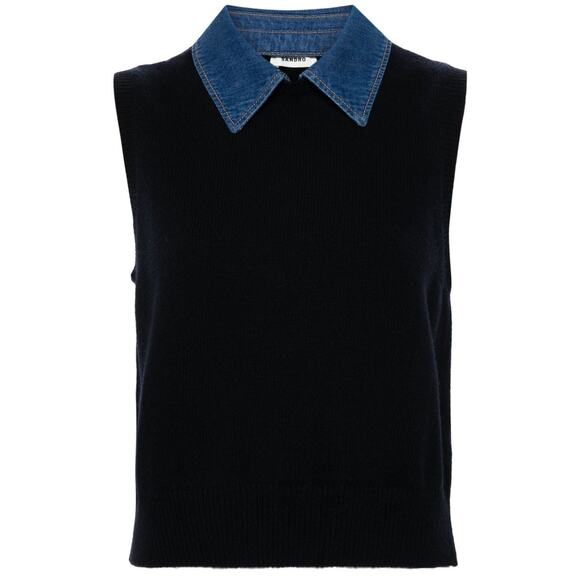 Sandro Detachable-Collar Knitted Top - SOA 1 / US 2-4 Black - Picture 1 of 6